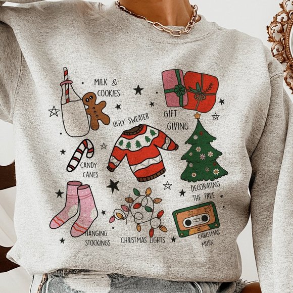 Desert Bloom Darlin Sweaters - Christmas Traditions Illustrated Dark Grey Sweatshirt